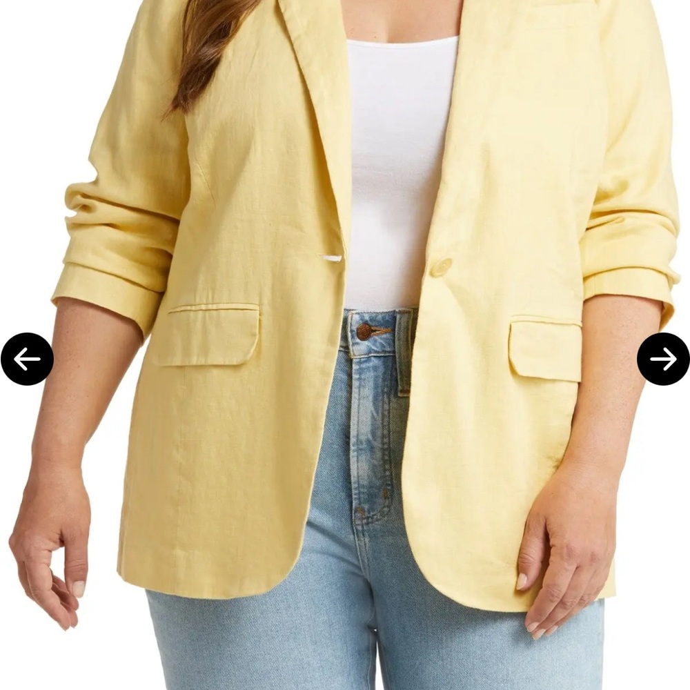 Madewell Yellow Blazer with Notched Lapels and Relaxed Fit
